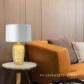 Lámpara de mesa base de lámpara de vidrio amarillo con textura agrietada